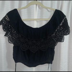 LA hearts off the shoulder crop top